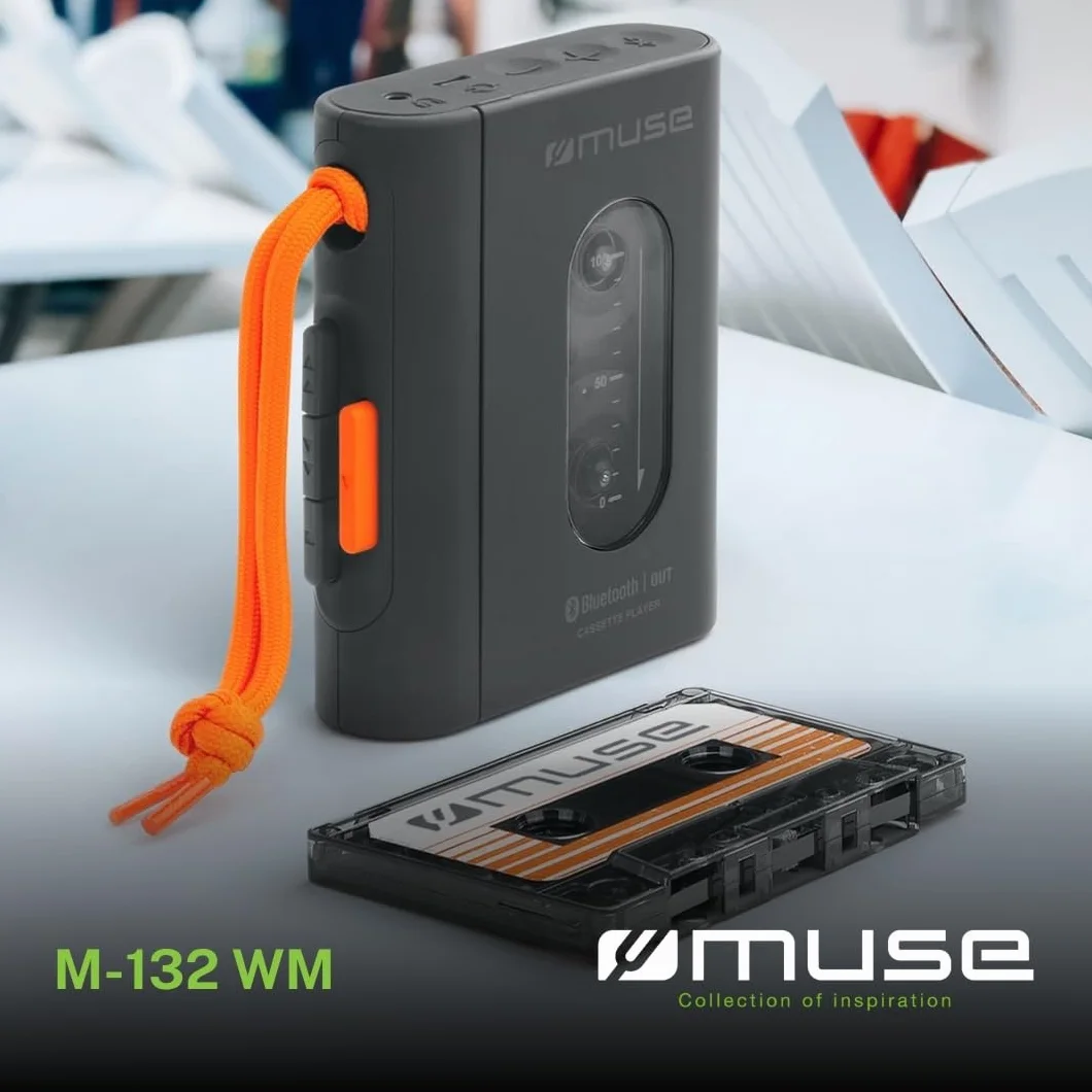 Muse Kassettenspieler - Tragbarer Kassettenspieler mit Kopfhöreranschluss und Bluetooth | Schnelles Aufladen per USB-C - Schickes Design | Schwarz