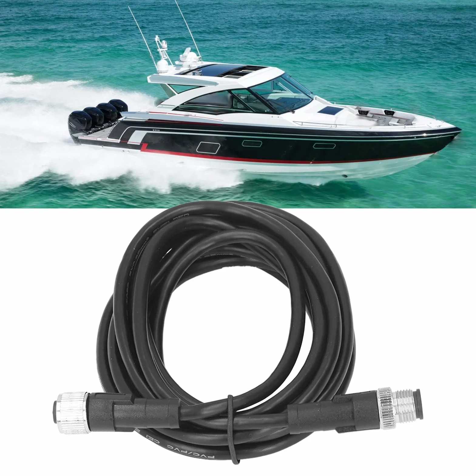 NMEA 2000 Backbone-Drop-Kabel für Boote, EVGATSAUTO Schwarzes ABS-Kabel Ersatz (4 Meter)