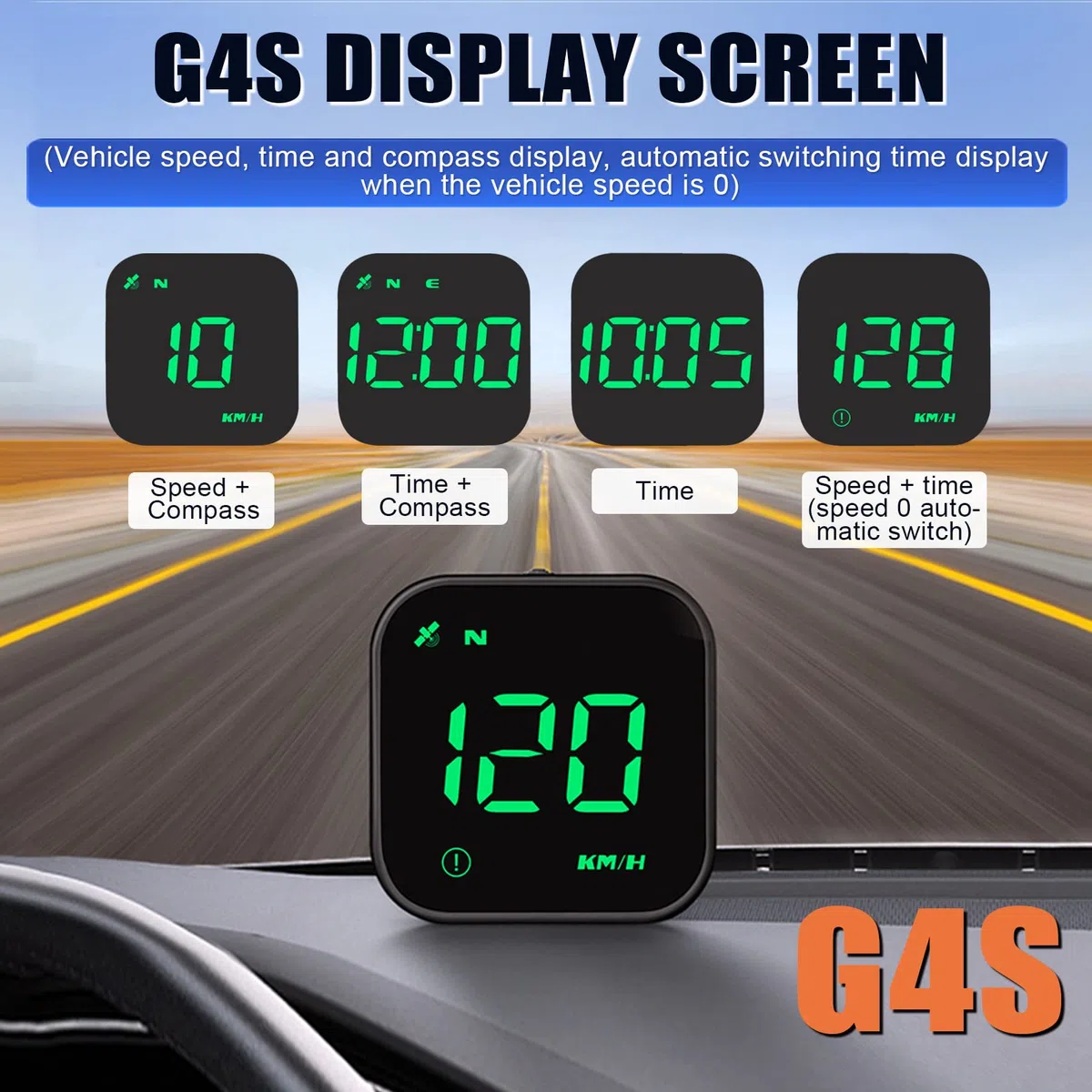 Head Up Display Auto HUD Display KMH MPH GPS Smart Tachometer, iKiKin 2.0'' LCD Bildschirm Head Up Display mit Übergeschwindigkeitsalarm Ermüdungswarnung, Navigationskompass für alle Fahrzeuge（Grün）