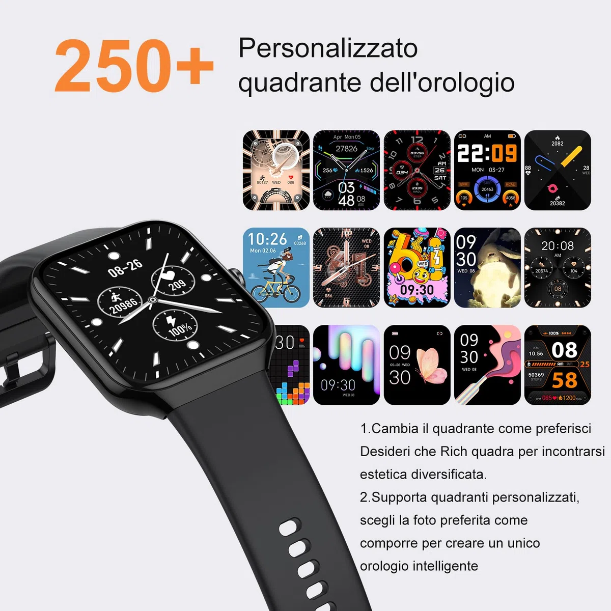 Smartwatch Herren Damen, 1.96" Fitnessuhr Herzfrequenz Schlafmonitor Schrittzähler Uhr Smart Watch, Bluetooth Anrufe, 113+Sportmodi Sportuhr, IP68 Wasserdicht Fitness Tracker für iOS Android Schwarz