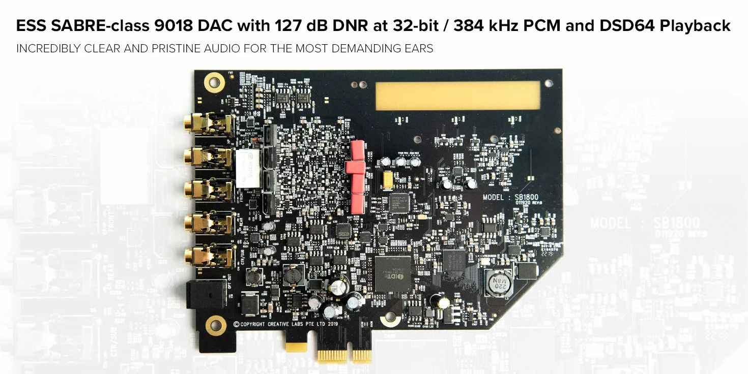 Creative Sound Blaster AE-7 — Hochauflösende PCI-e-DAC/Verstärker-Soundkarte mit diskretem Xamp-Kopfhörer-Biverstärker und grau/schwarzem Audiosteuermodul