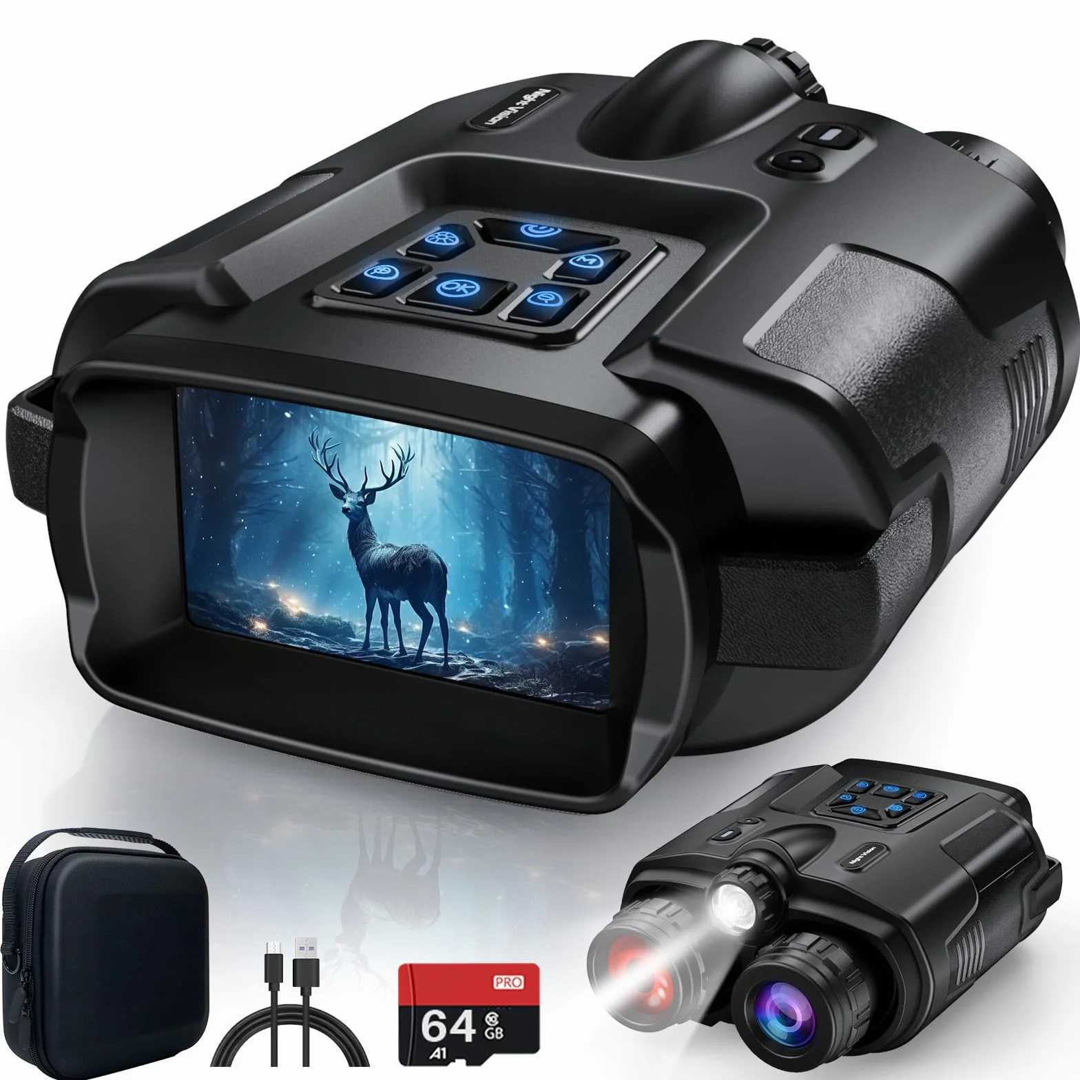 Haokoo Nachtsichtgerät 4K 5000mAh 600M 8X Digitaler Zoom Infrarot IP65 für Jagd Camping