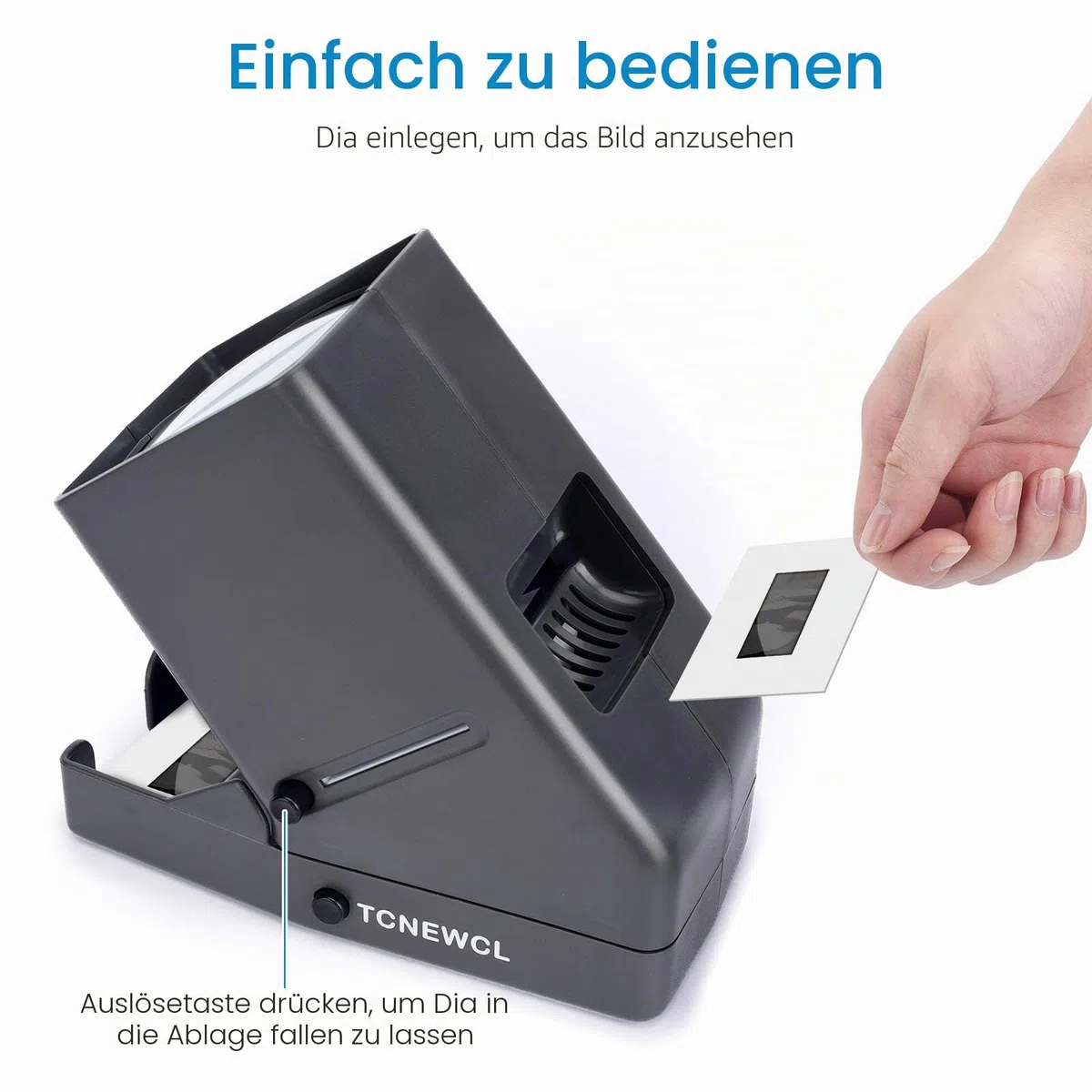 TCNEWCL LED Diaprojektor für Alte Dias, Diabetrachter für Gerahmte Dias, 3-fache Vergrößernder, für 35mm Dias Film und Negativ, mit USB Stromkabel