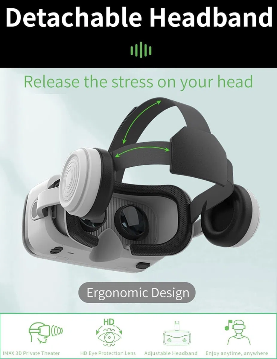 VR Brille für Handy, HD Anti-Blaulicht Virtual Reality Headset, 3D Brille kompatibel mit iPhone/Android, 4,7-7,2 Zoll (White)