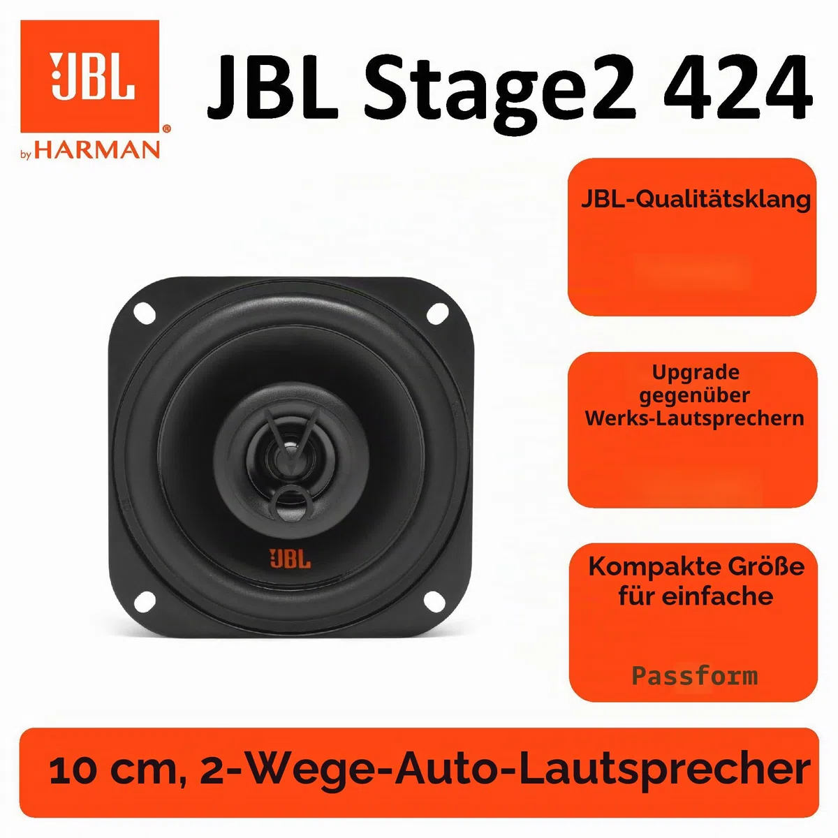 JBL Stage2 424 2-Wege Auto Lautsprecher Set von JBL - 150 Watt KFZ Autolautsprecher Boxen 10 cm