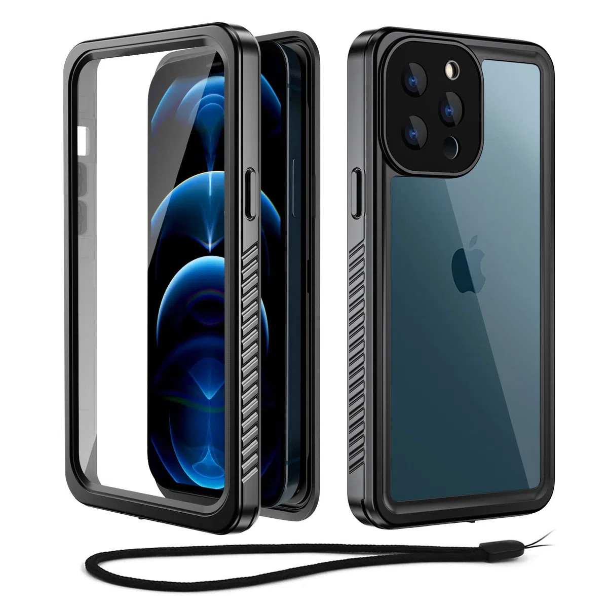 Beeasy Kompatibel mit iPhone 12 Pro Max Hülle Wasserdicht, Outdoor Militärschutz Stoßfeste Staubdicht Schutzhülle, 360 Grad Schutz mit Displayschutz iPhone 12 Pro Max Case (6,7''), Schwarz