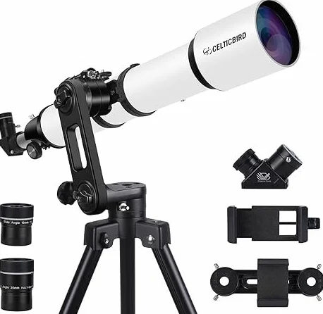 Telescope für Erwachsene Astronomie, 90mm Öffnung 700mm Refraktor-Teleskope für Erwachsene Anfänger Kinder mit hoher Präzision Anpassung, Ultra-stabilen Vertisteel AZ Mount Base Stativ