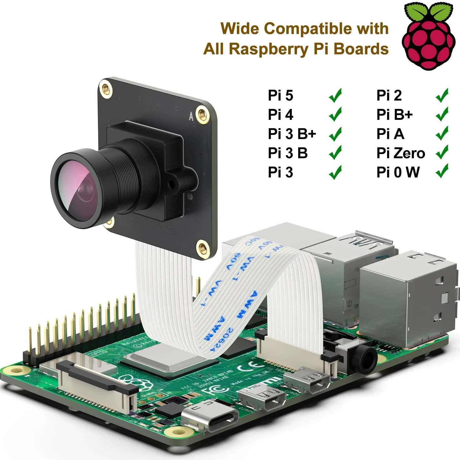 innomaker Global-Shutter-Kameramodul mit OV9281 Mono-Sensor, 309fps Hohe Geschwindigkeit, Native Raspberry Pi OS-Treiber, Unterstützt Rpi-Cam/Libcamera & Externen Trigger, Für alle RPi-Modelle