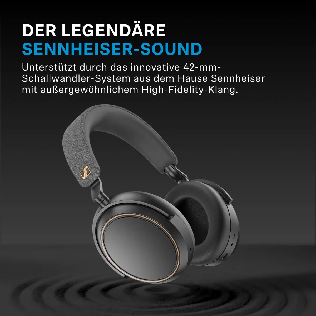 Sennheiser MOMENTUM 4 Wireless Noise Cancelling Headphones – Bluetooth Kopfhörer Headset für kristallklare Anrufe mit adaptiver Geräuschunterdrückung, Over-Ear, 60 h Akku, faltbar, Schwarz/Kupfer