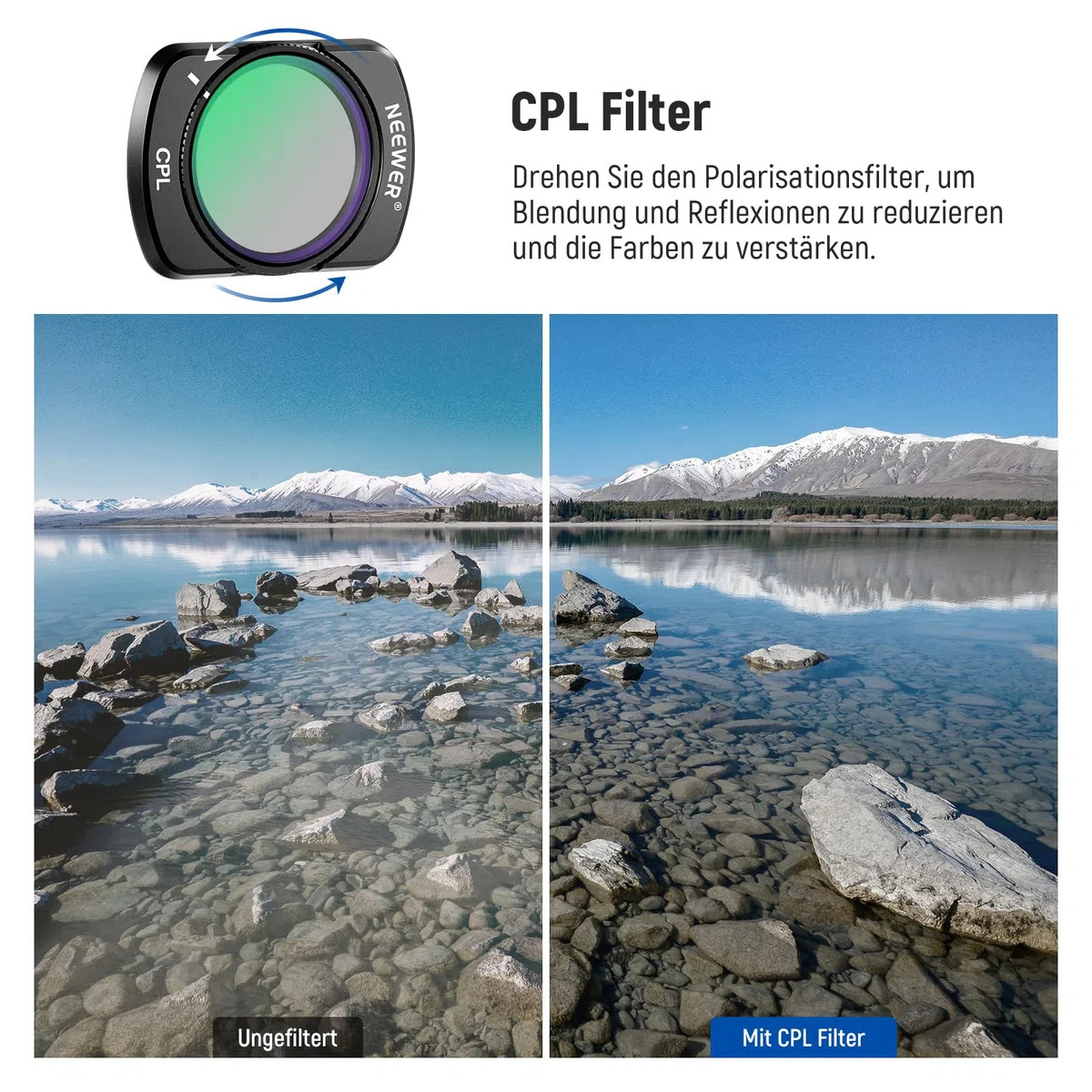 NEEWER HD CPL ND16 ND64 ND256 Filter Set kompatibel mit DJI Osmo Pocket 3 / Pocket 4 / Xtra Muse, magnetisches Gimbal Action Kamera Zubehör Set mit Neutraldichte und Polarisationsfiltern