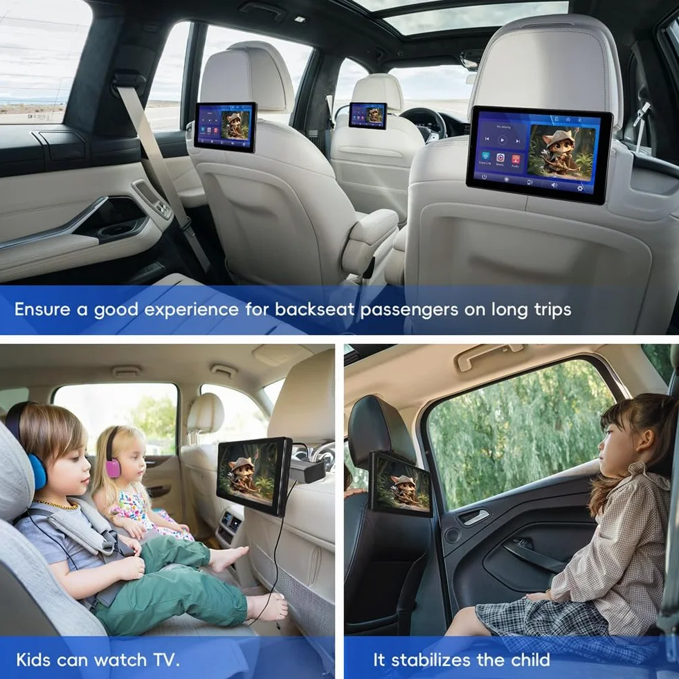 Bamberg 9 Multifunktions-Auto-TV-Kopfstützenmonitor für Den Rücksitz, IPS-Touchscreen-Videoplayer mit Carplay Android Auto
