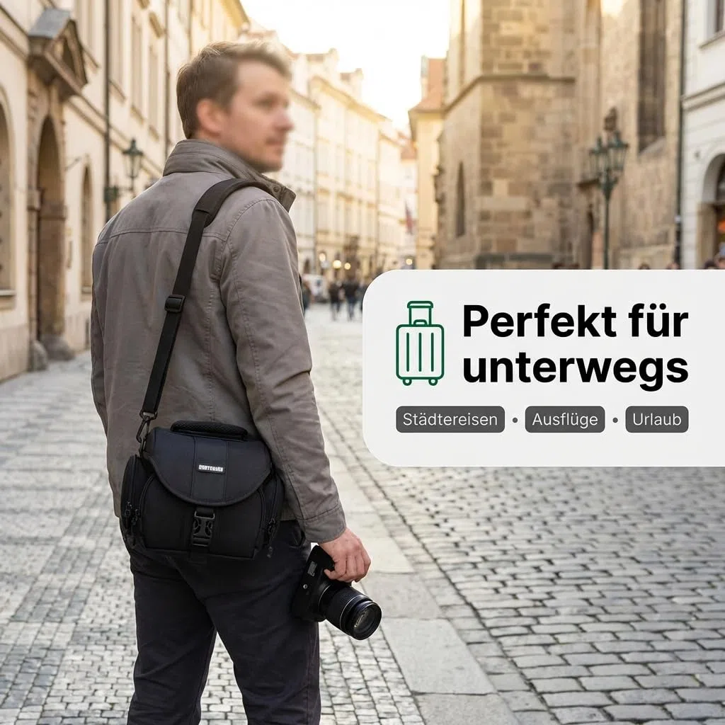 Bodyguard Fototasche Für System Bridgekameras und kleine DSLR Kameras Panasonic FZ82 FZ200 FZ300 FZ1000 FZ2000, Sony HX400V, Nikon B500 B600 B700 Canon EOS M50 M100 Sony Alpha 6000 - XL