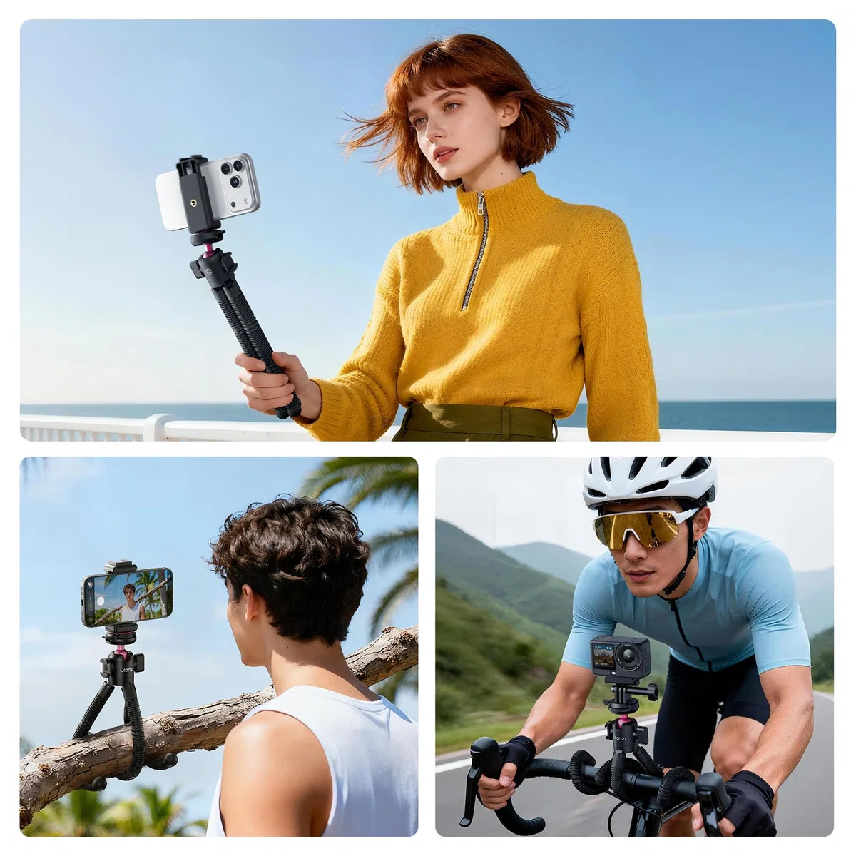 ULANZI MT91 Flexibler Handy Stativ mit Schnellverschluss, Flexibler Selfie Stick mit Bluetooth Fernauslöser, Action Kamera stativ und Handyhalterung; Handy stativ kompatibel mit iPhone und Samsung
