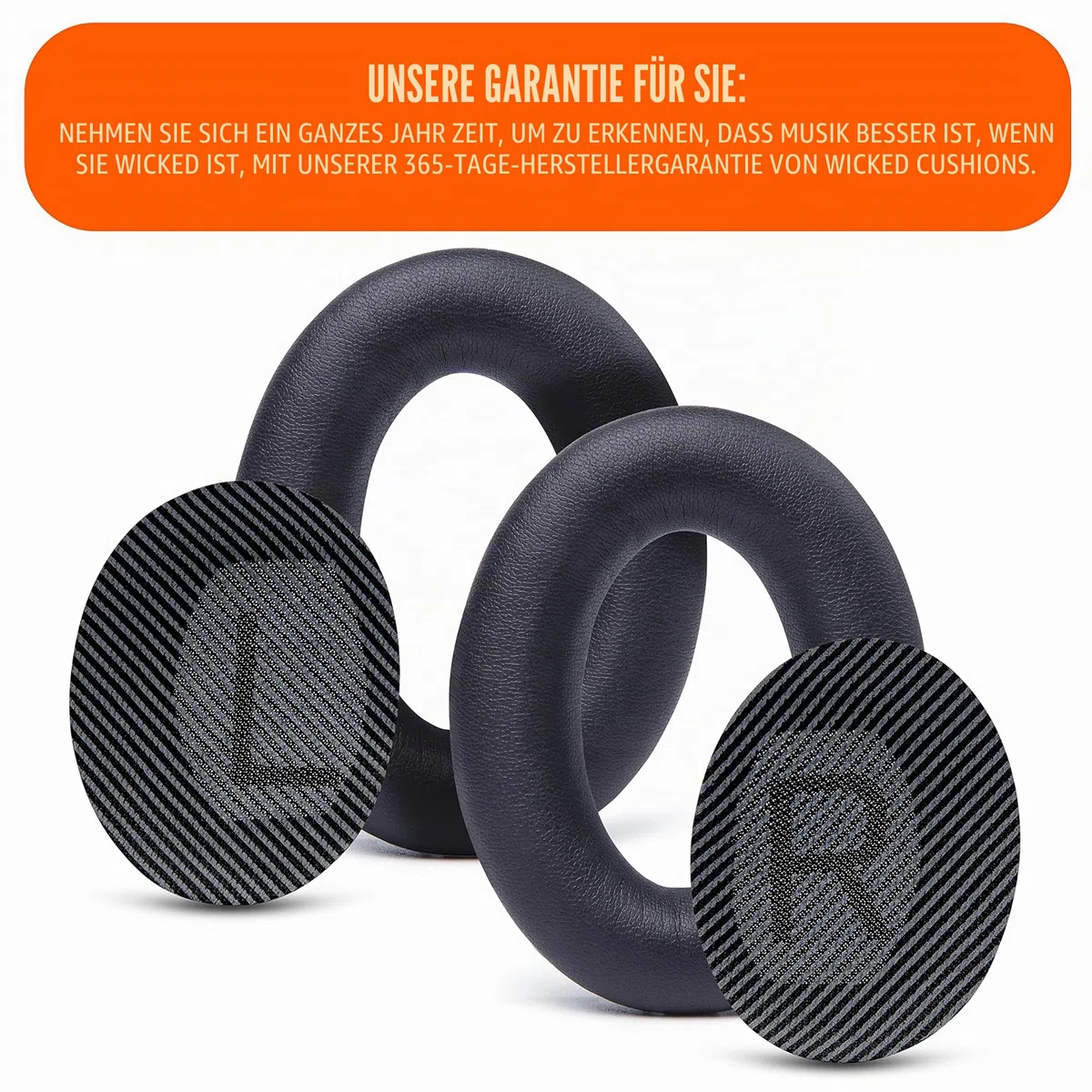 WC Wicked Cushions Ersatzohrpolster Kompatibel mit Bose QuietComfort 35 (QC35) & QuietComfort 35ii (QC35ii) Kopfhörern & mehr - Verbesserter Komfort & Haltbarkeit | Black