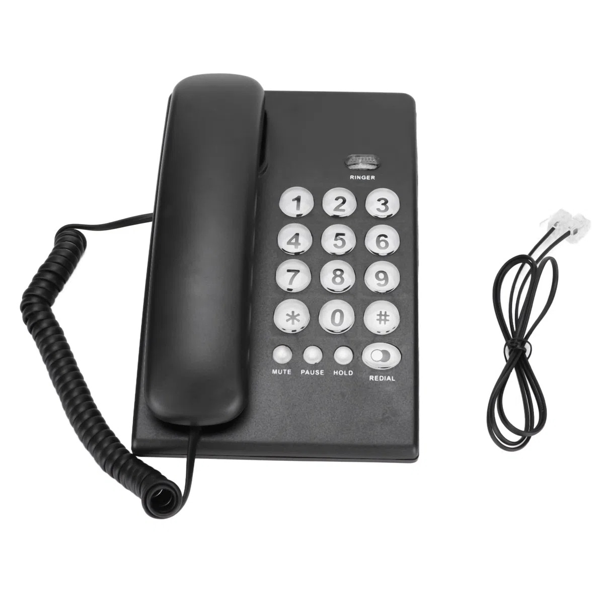 Desktop-Schnurlostelefon mit Großer Taste Festnetztelefon mit Großem Volumen Kabelgebundenes Telefon für das Home Office Hotel (Schwarz)