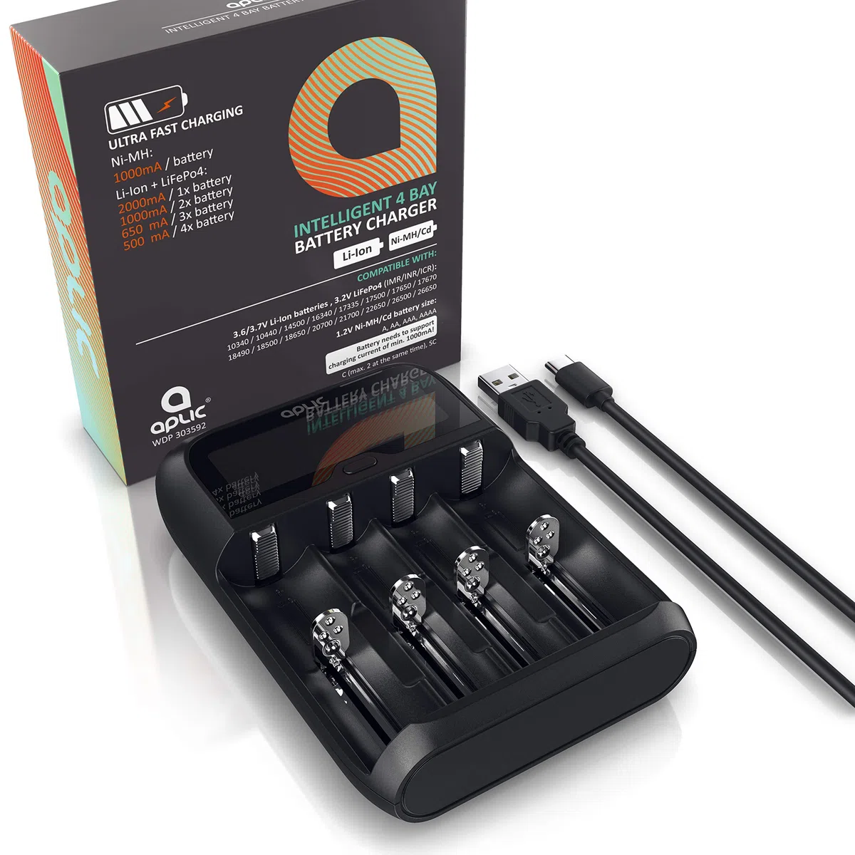 CSL - Universal Batterie Ladegerät - Akku Batterieladegerät Intelligent Battery Charger - für Li-ion, NI-MH, NI-Cd, LiFePo4 Akkus 18650 AA AAA Batterien und Akkus - LCD Display mit Echtzeitanzeige