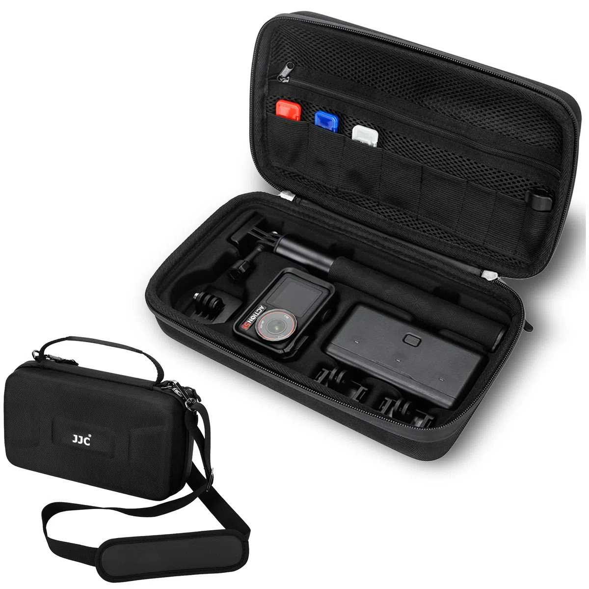 EVA Umhängetasche für DJI Osmo Action 5 Pro Tasche,Koffer für DJI Osmo Action 5 Pro/4/3 mit 3 Micro SD Karte Etui & Schultergurt,Wasserdichte Kameratasche Action5 Adventure Combo Crossbody Bag Taschen