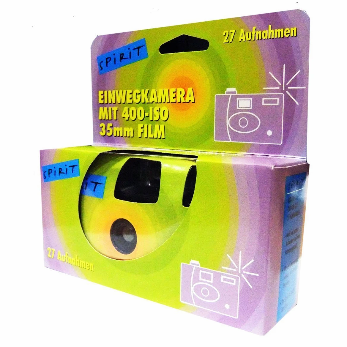 3X 1A Photo PORST Einwegkamera Spirit Gruen/blau (mit Blitz, Batterien, Film, je 27 Aufnahmen, 3er Pack)