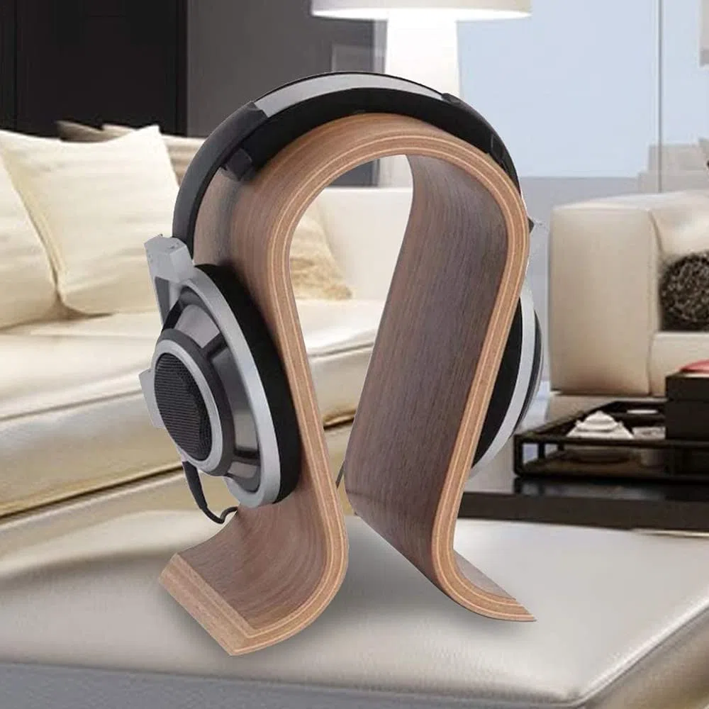 Kopfhörerhalter Holz, Kopfhörer Ständer, Kopfhörer Halter, U Form, Walnussholz, Universal, Umweltfreundlich, Dauerhaft, rutschfest, für Zuhause, Büro, Studie (Braun)
