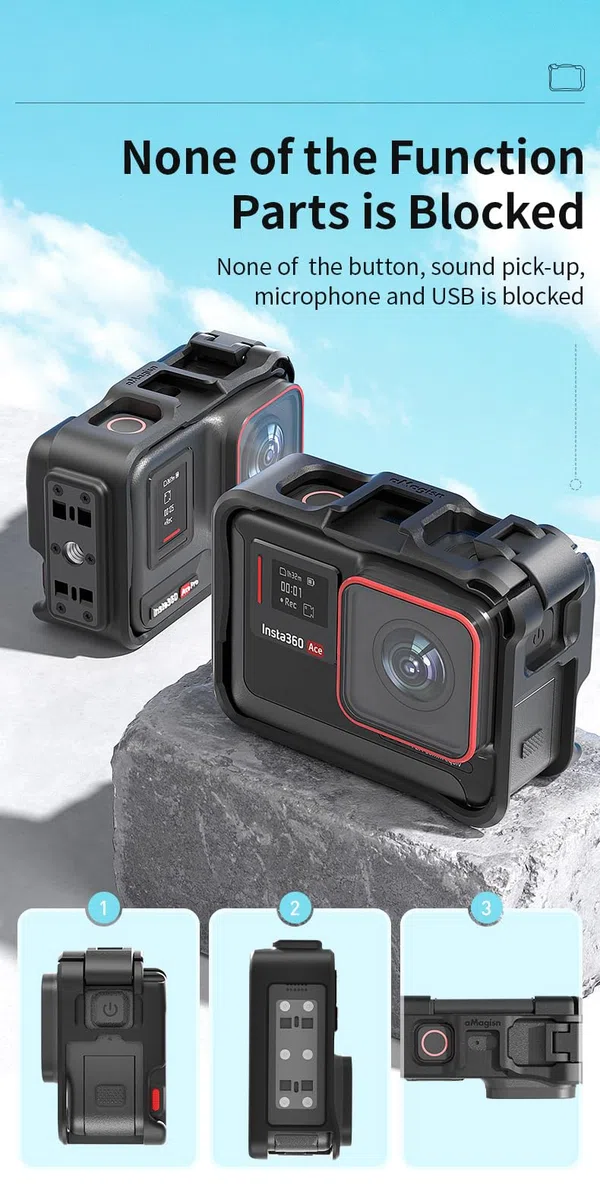 Schutzrahmen Halterung für Insta360 Ace Pro 2, Vertikal Horizontal Halter Mount Kamera Käfig Zubehör für Insta360 Ace Pro 2/Insta360 Ace Pro/Insta360 Ace
