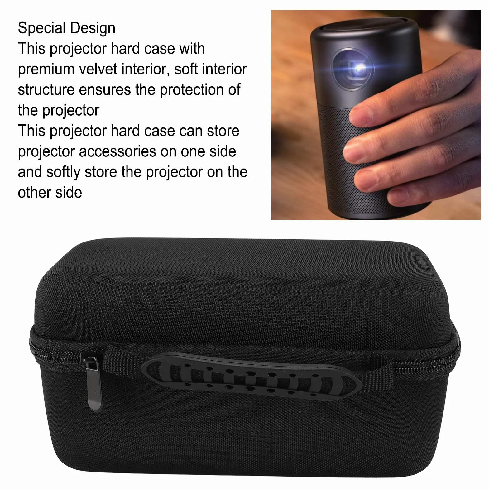 Projektor-Tragetasche für Capsule 3 Lasers 1080P, Eva-Projektortasche, Langlebig, Stoßfest, Staubdicht, Wasserdicht, Tragbar, für -Projektoren, Harte Reise-Aufbewahrungstasche