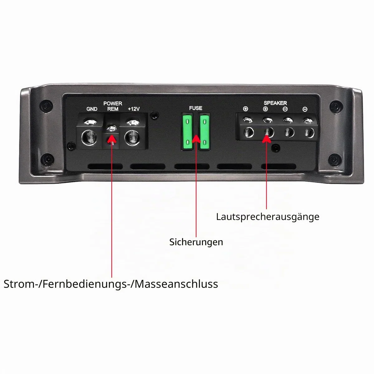 RECOIL RED600-1 1-Kanal Auto-Verstärker (Monoblock) für Subwoofer – 1320 Watt Class D, 1 Ohm stabil – mit Bass-Fernbedienung