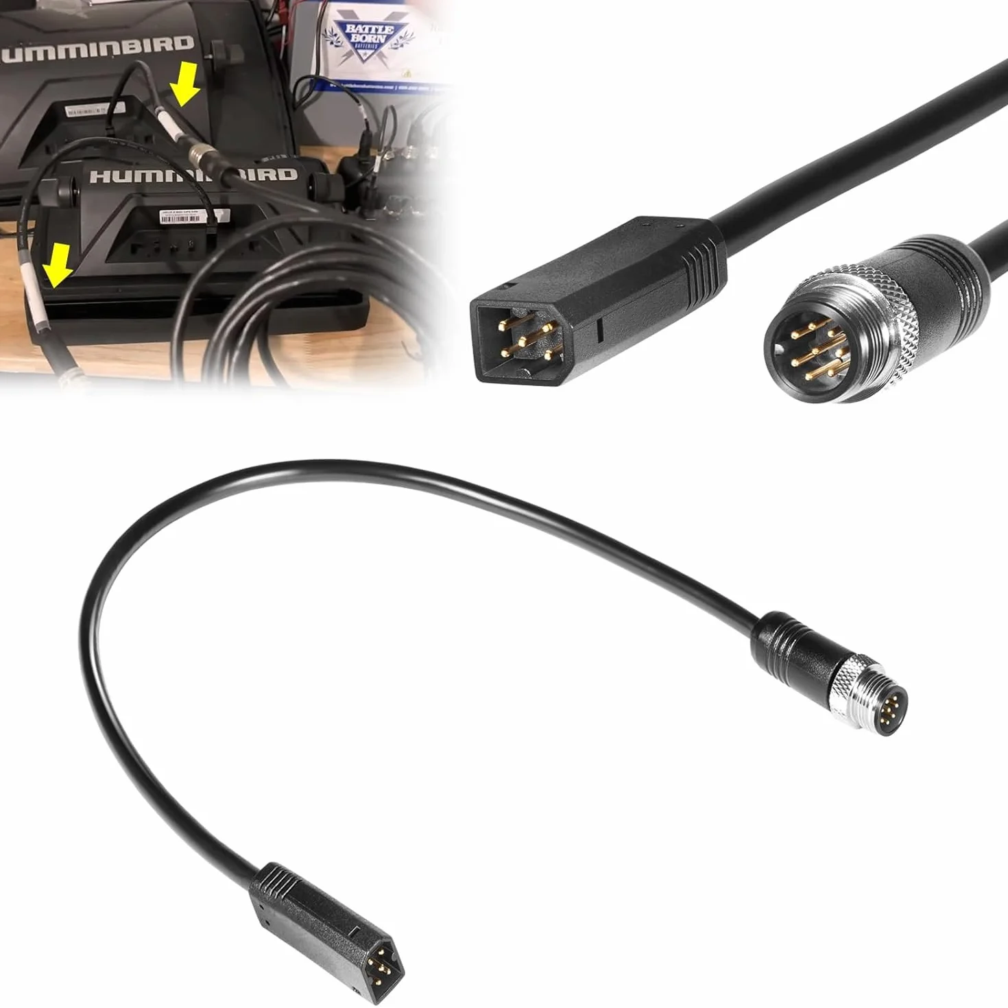 720074-12 (720074-1) AS EC QDE Ethernet-Adapterkabel für Humminbird-Fischfinder – Robustes Netzwerkkabel für HELIX 7-15 & SOLIX G2N/G3N/G4N, i-Pilot Link, One-Boat Network und Mega Live Imaging