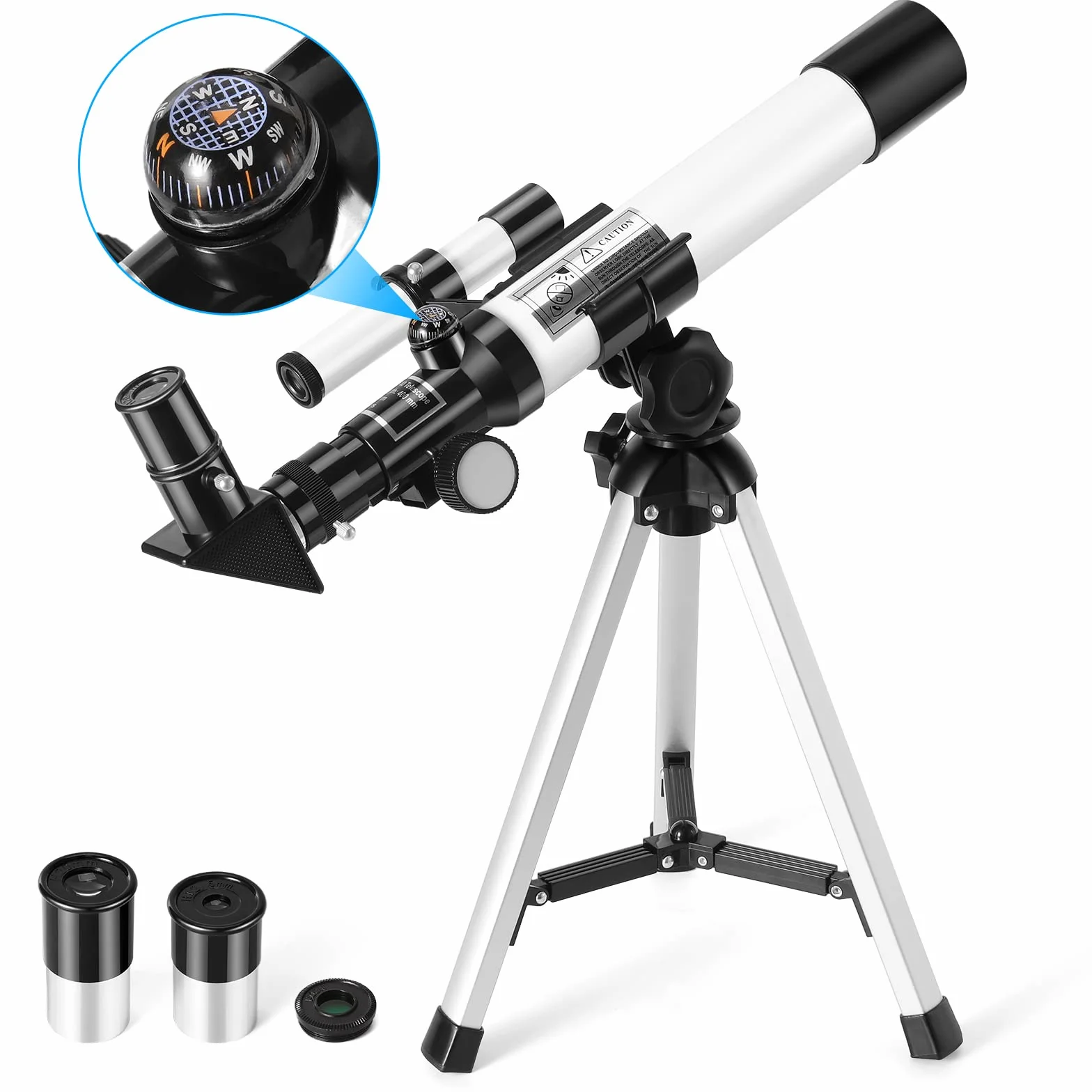 Teleskop für Kinder, Uverbon F40040 Astronomisches Teleskop mit Sucherfernrohr, Kompass und Dreibein-Refraktor-Teleskop für Kinder und Anfänger