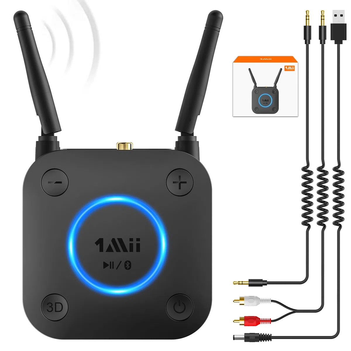 1Mii Aux Bluetooth Adapter, aptX Low Latency Bluetooth empfänger Audio, Bluetooth 5.0 Receiver mit Optical RCA AUX 3.5mm Koaxial für Home Stereoanlage…