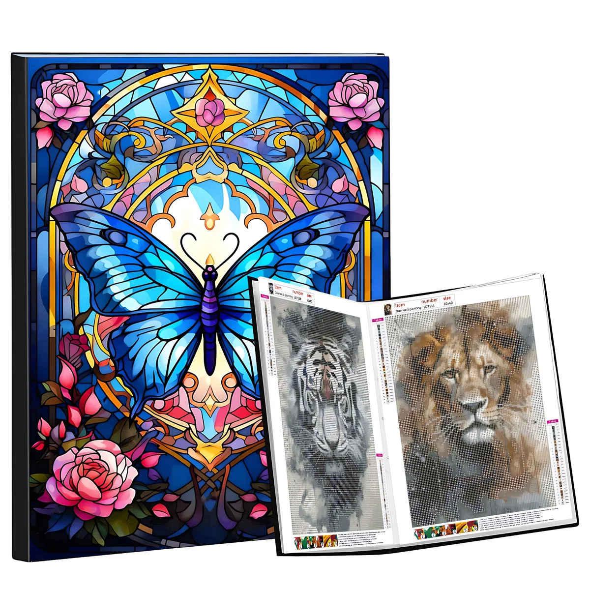 Diamond Painting Bilder Album A2, Diamond Painting Sammelmappe A2, Kunstmappe für Diamant Painting Bilder 40 x 50 cm (Farbiger Bezug, 30 Seiten Hält 60 Blatt, Schmetterling)