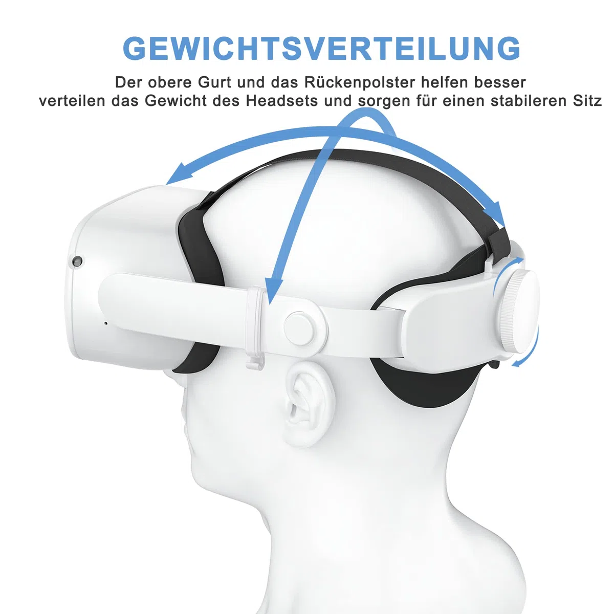 SUPERUS Elite Strap für Oculus Quest 2 - Head Strap Ersatz für Meta Quest 2, VR Zubehör kompatibel mit Quest 2 - Verbesserter Komfort, reduziert den Druck auf den Kopf - mit verstellbarem Scharnier