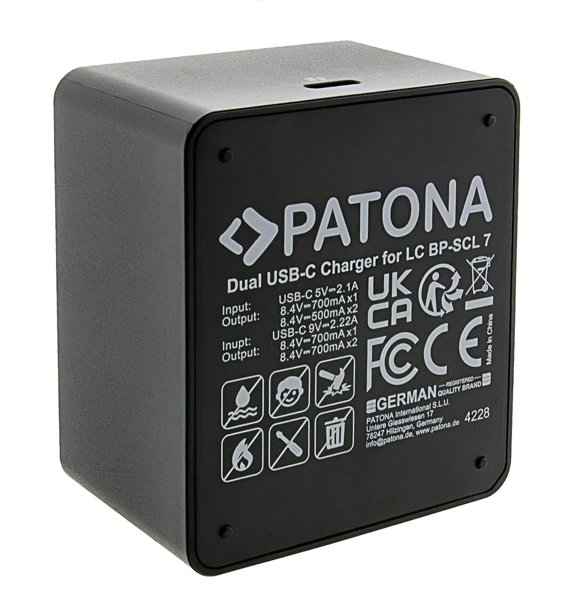 PATONA Dual USB-C Ladegerät für Leica BP-SCL7, 24029 Akkus – für Leica M11, M11-P, M11 Monochrom – Zwei Akkus gleichzeitig Laden, LED-Anzeige, nur 60g – unabhängig von der Steckdose auf Reisen