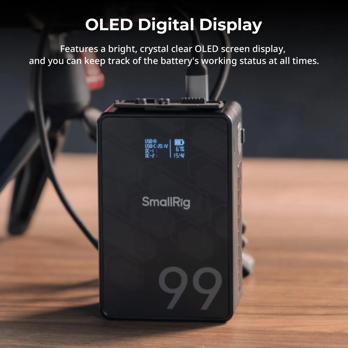 SMALLRIG V Mount Battery VB99 SE, 99Wh / 6800mAh Mini V-Mount-Akku mit PD 65W USB-C-Schnellladung, mit D-TAP, USB-A, Dual-DC-Anschluss, OLED-Bildschirm, für Kamera, Camcorder, Videoleuchte - 4823