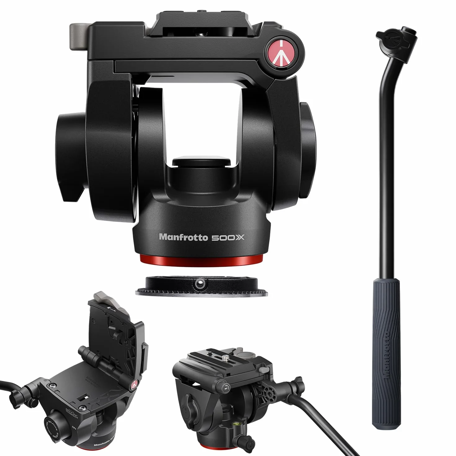 Manfrotto 500X Fluid‑Videokopf für Spiegellose Kameras, 5 Kg Traglast, Flachbasis, Schnellwechsel‑Schiebeplatte, Hoch‑/Querformat, Ideal für Creator & Social Video