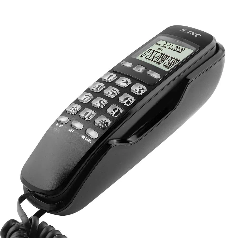 Wand Telefon eingehende Anrufer ID LCD Display Festnetz-Telefon mit Anrufbeantworter für Home Office Hotel(schwarz)
