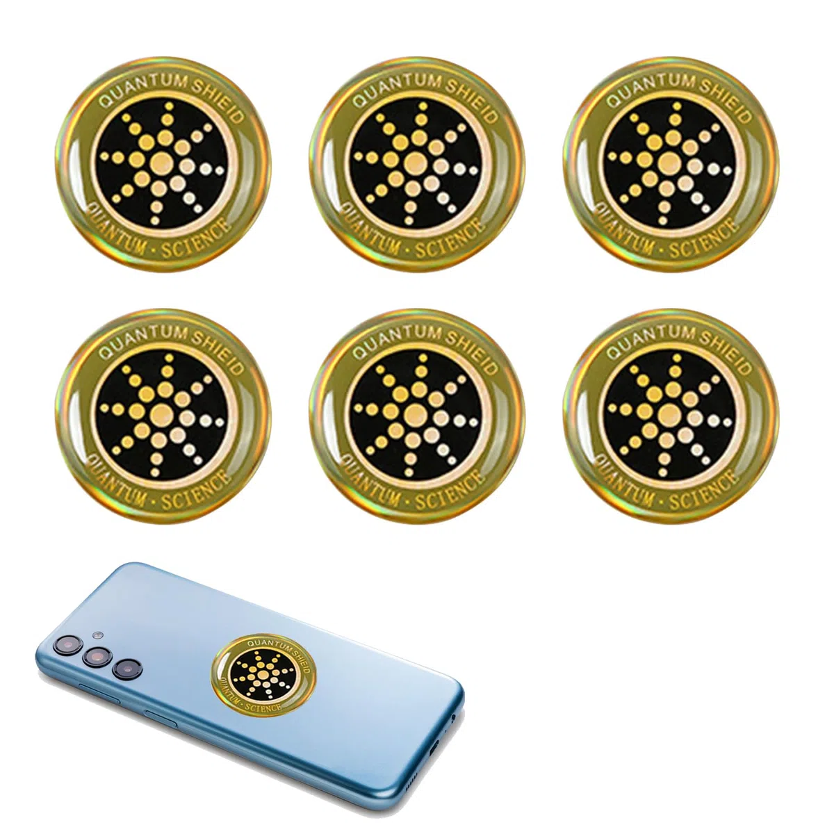 KARELLS Strahlenschutz Handy Aufkleber,6 Stück Anti-Strahlungs-Aufkleber,Anti-Strahlenschutz-Aufkleber,für Mobile Smartphones,Elektronische Produkte,Tablet,Laptop,WiFi,Computer,Radio,TV(Gold)