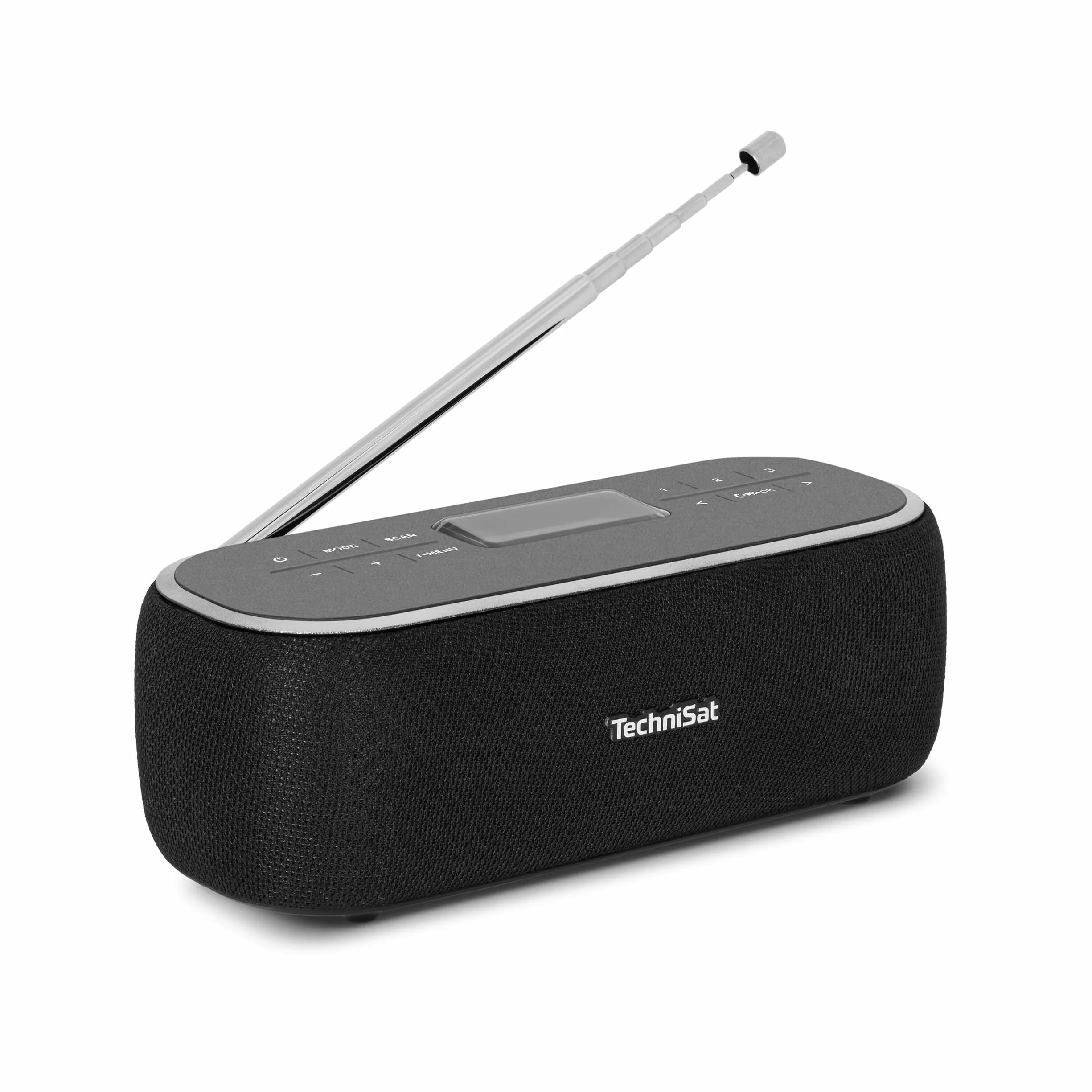 TechniSat VIOLA BT 1 - tragbarer Bluetooth-Lautsprecher mit DAB+ Digitalradio (UKW, DAB, Uhr, Wecktimer, Favoritenspeicher, LCD, Freisprechfunktion, AUX-in, Akku, USB-C ladekabel, 6W) schwarz/grau
