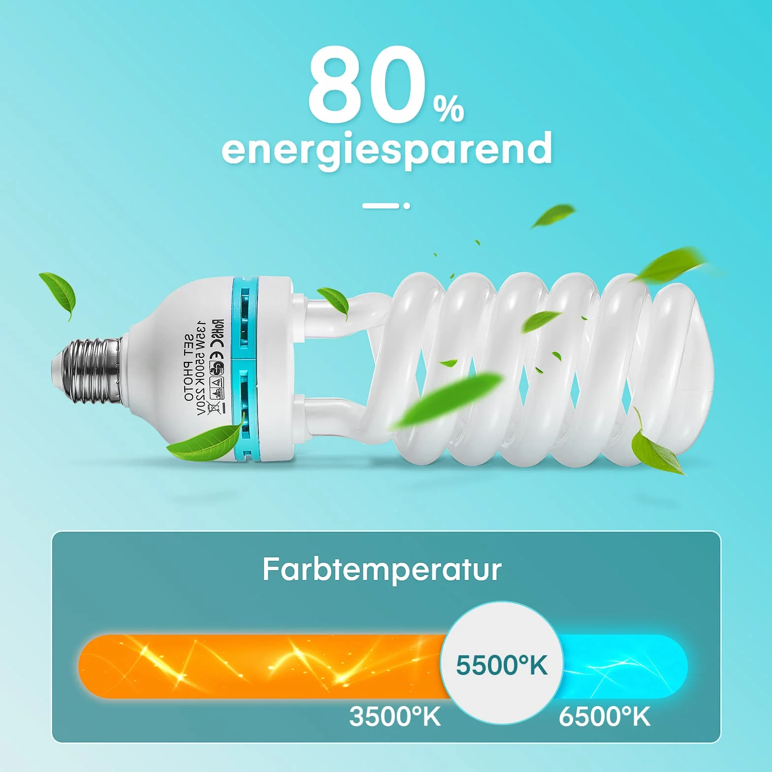 2 x 135W Spiral-Tageslichtlampe Fotolampe Fotoleuchte, 5500K, E27 Fassung Energiesparlampe Studioleuchte für Softbox Fotografie im Fotostudio