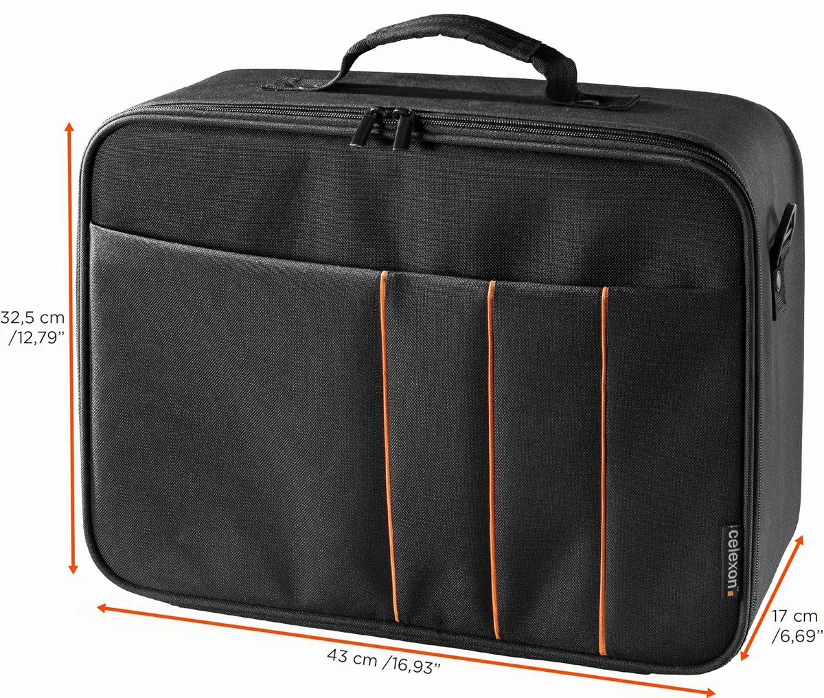 celexon Beamertasche Economy Large - 41x29x15 cm - Hartschalenrahmen - wasserabweisend & abwaschbar - 100% Polyester - schwarz