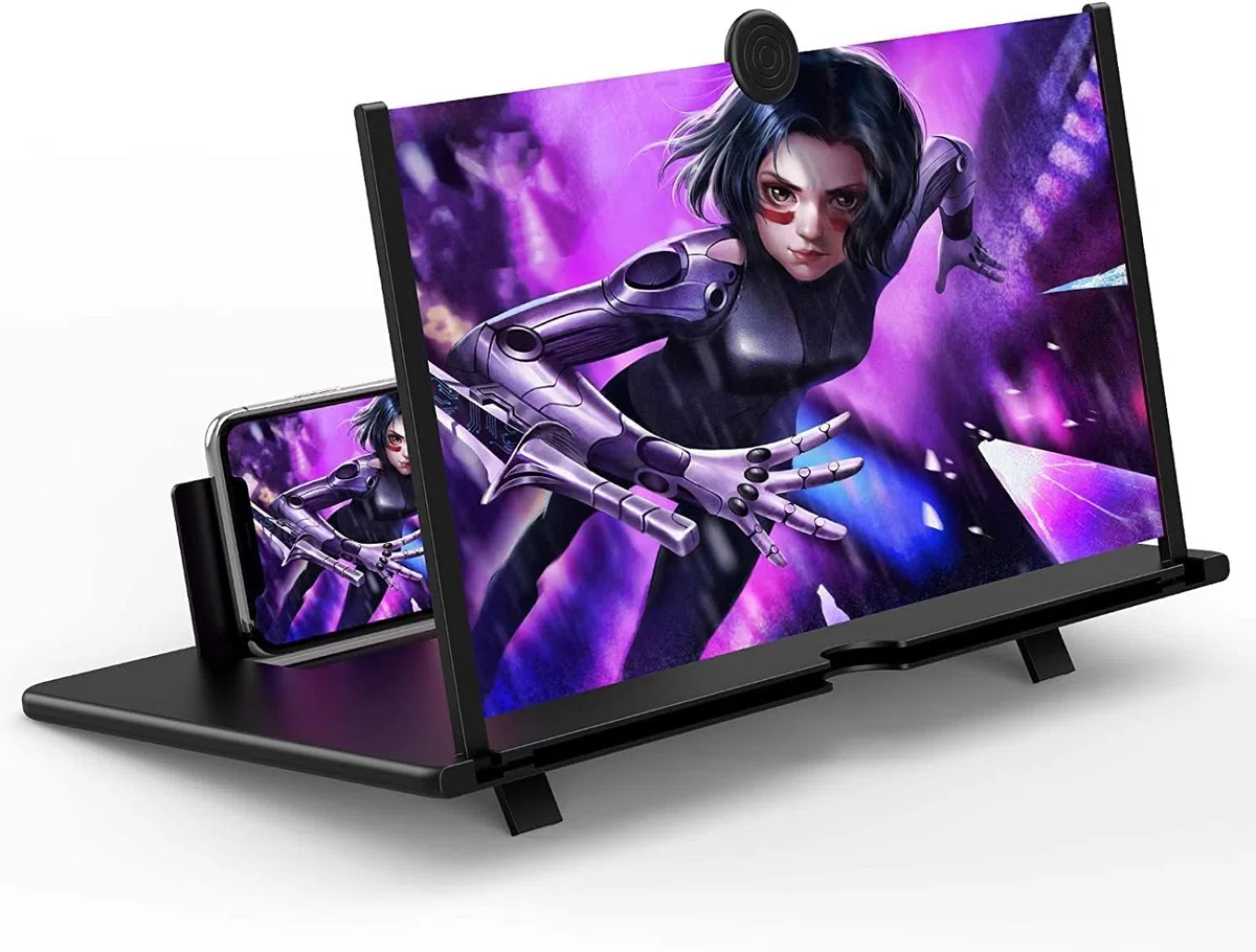 18 Zoll Handy Bildschirmlupe, 3D Bildschirm für Handy, HD Handy Lupe für Allen Smartphones, für das ansehen von filmvideos (Schwarz)