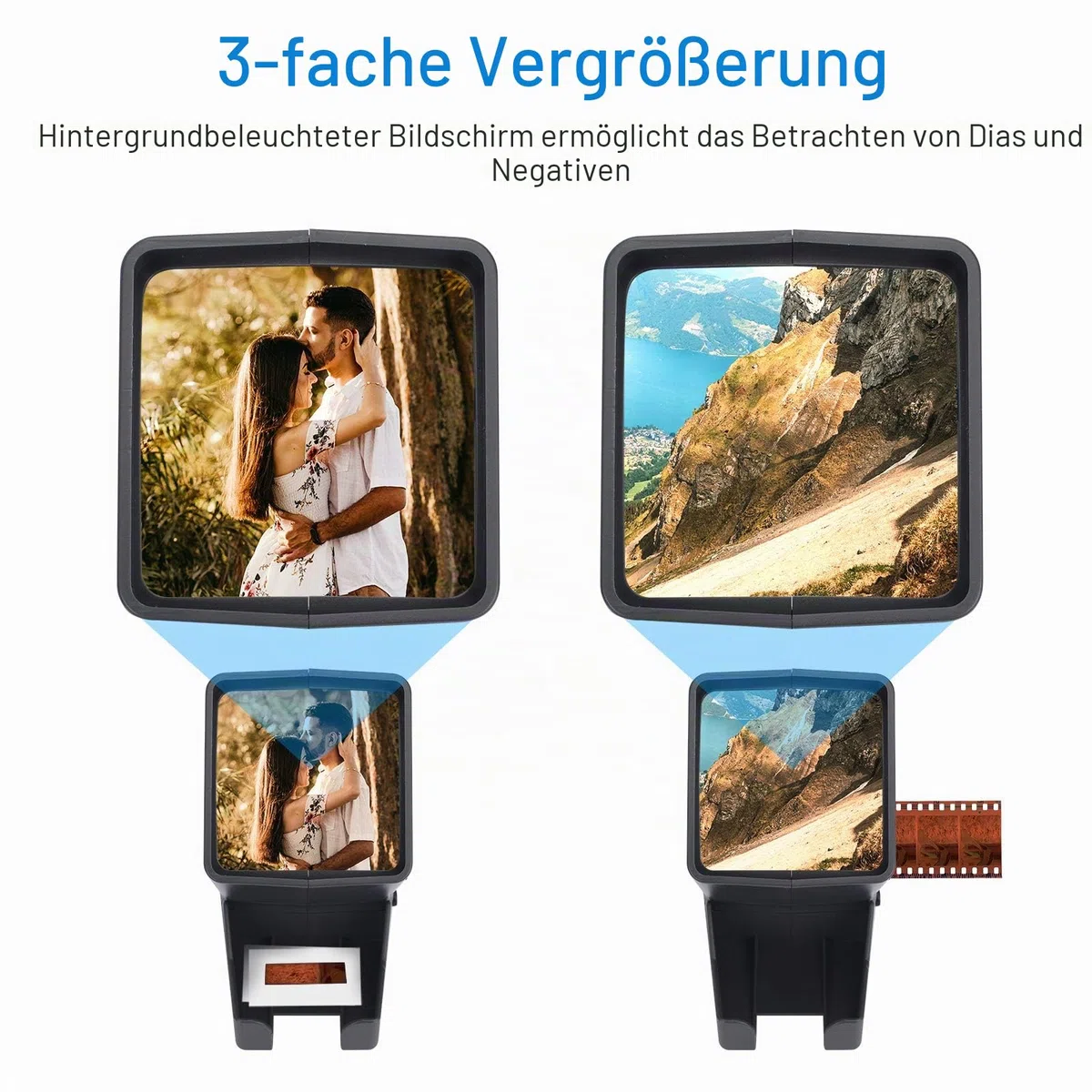 TCNEWCL LED Diaprojektor für Alte Dias, Diabetrachter für Gerahmte Dias, 3-fache Vergrößernder, für 35mm Dias Film und Negativ, mit USB Stromkabel