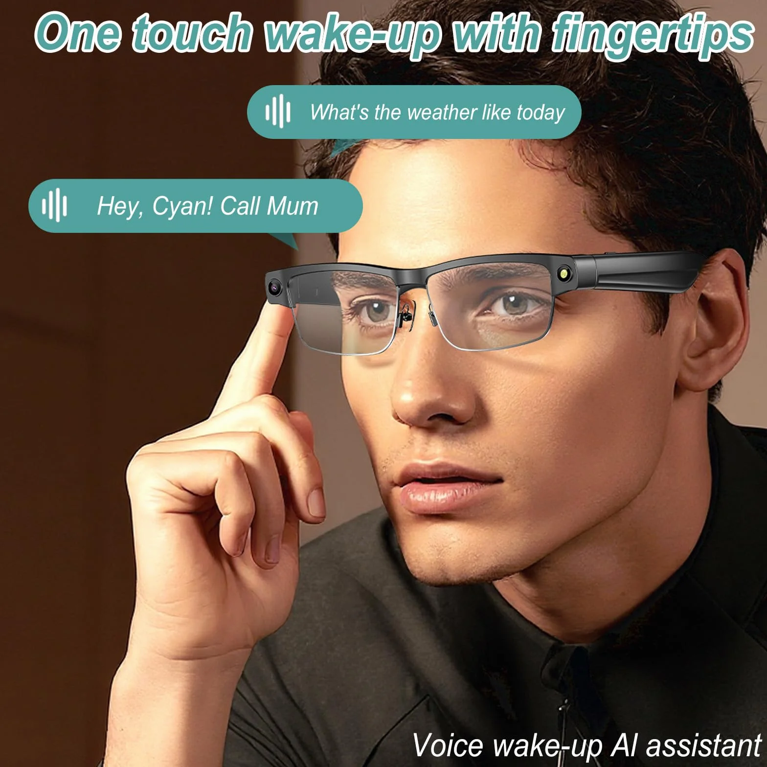 AI Smart Camera Brille, AI Glasses with 8MP Anti-Shake Photochromic Lenses HD 4K Video, Foto, BT-Anrufe, Simultanübersetzung, AI Objektidentifizierung, für Outdoor Radtouren Wandern Reisen