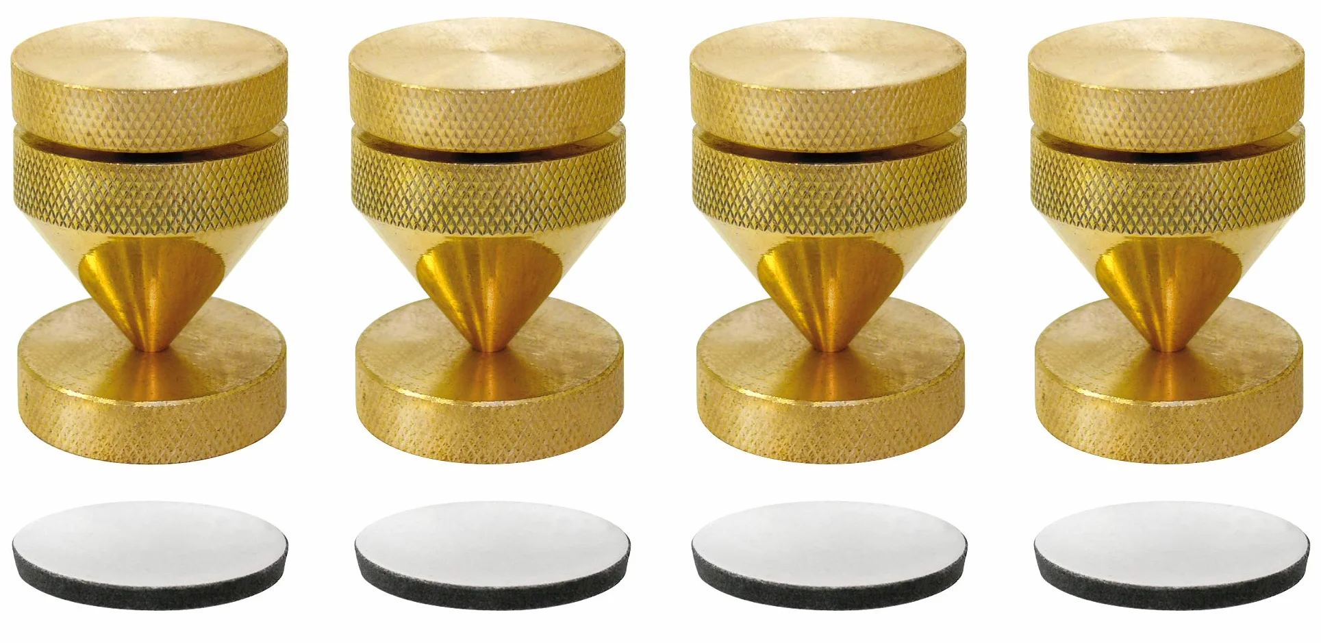 Dynavox Sub-Watt-Absorber 4er Set, höhenverstellbare Entkoppler für HiFi-Geräte und Lautsprecher mit Unterlegscheiben, Messing
