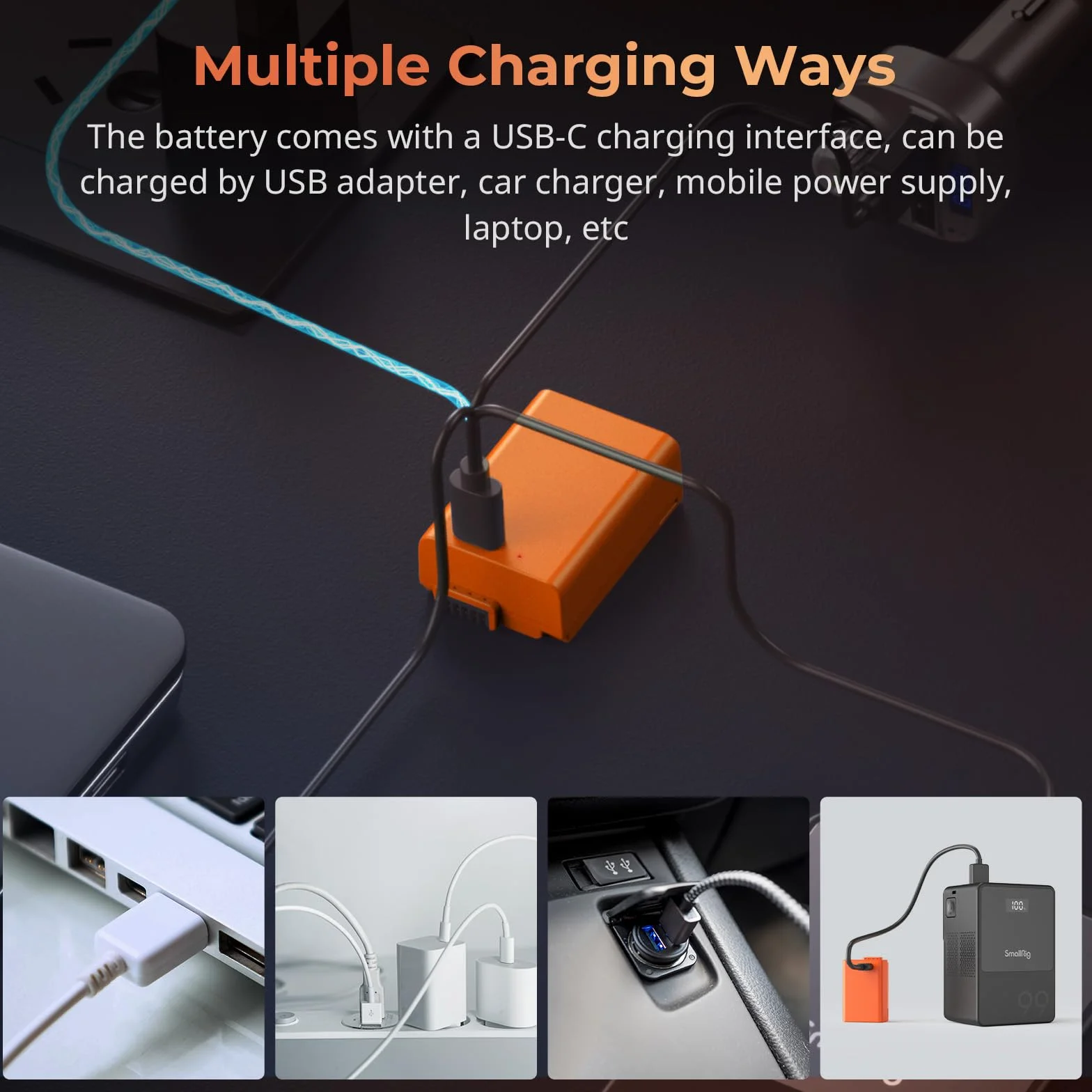 SMALLRIG Battery Akku für EN-EL25 1250mAh USB-C Battery Ersatzakku für Nikon Z30 / Z50 / Z50 II/Z fc, 1,75 Std. voll aufgeladener wiederaufladbarer Kamera-akku für Nikon Z50, Z fc, Orange – 4967