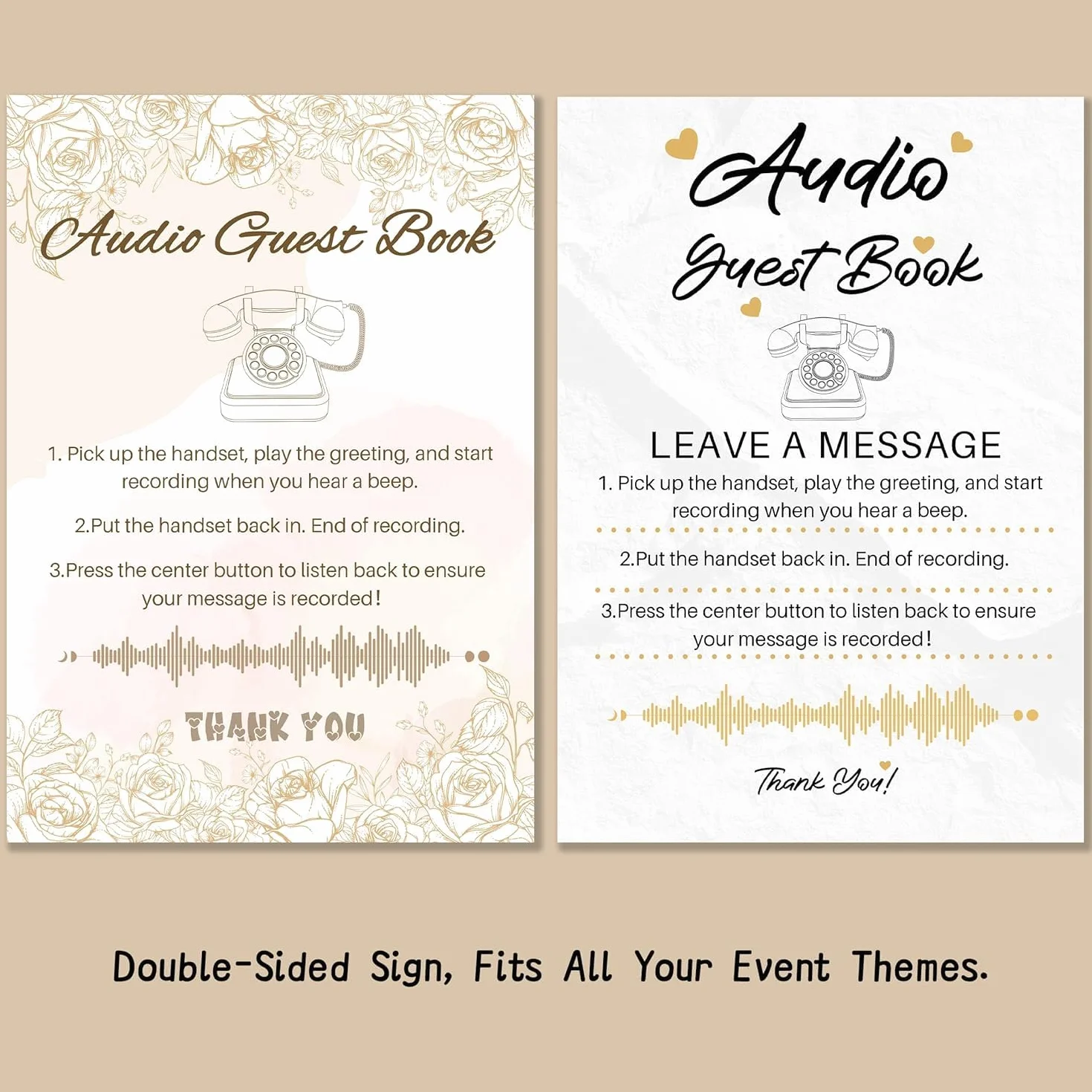 Audio Gästebuch Hochzeit Telefon (Blau + Schild)