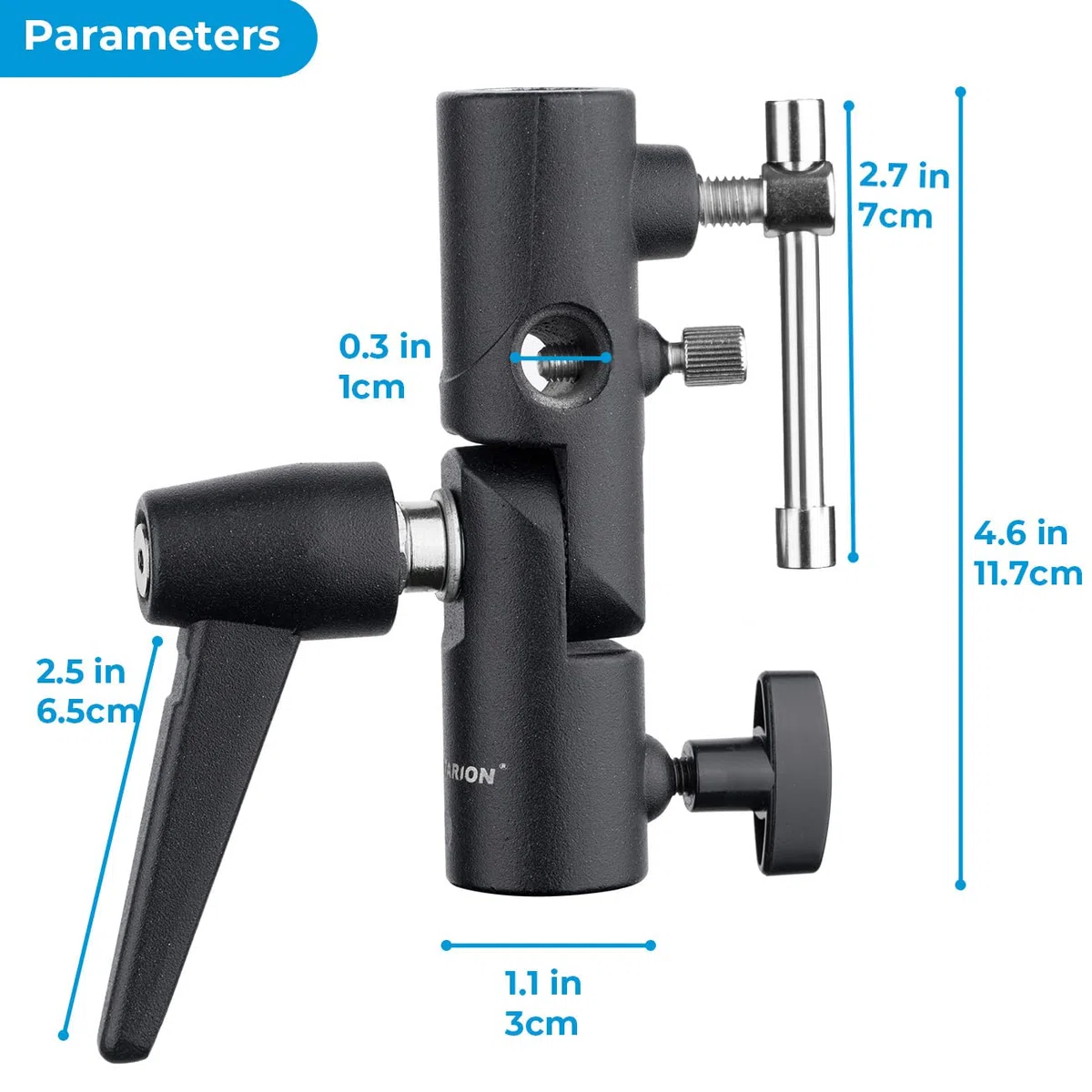 Blitzneiger Schirmhalter mit 1/4" auf 3/8" und 3/8" auf 1/4" Spigot Gewindeadapter