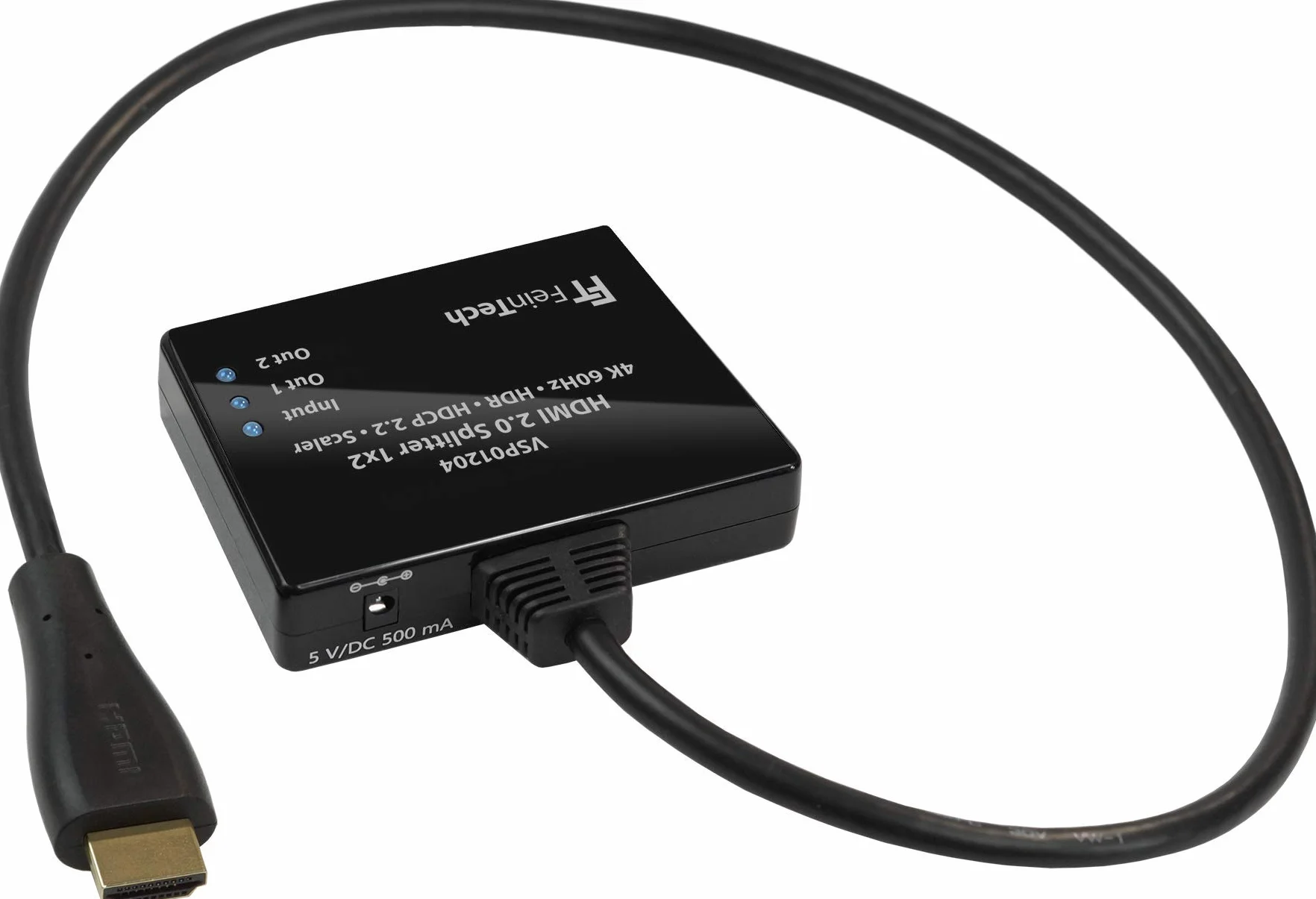 FeinTech VSP01204 HDMI-Splitter Ultra-HD 4K 60Hz HDR mit Scaler, Schwarz