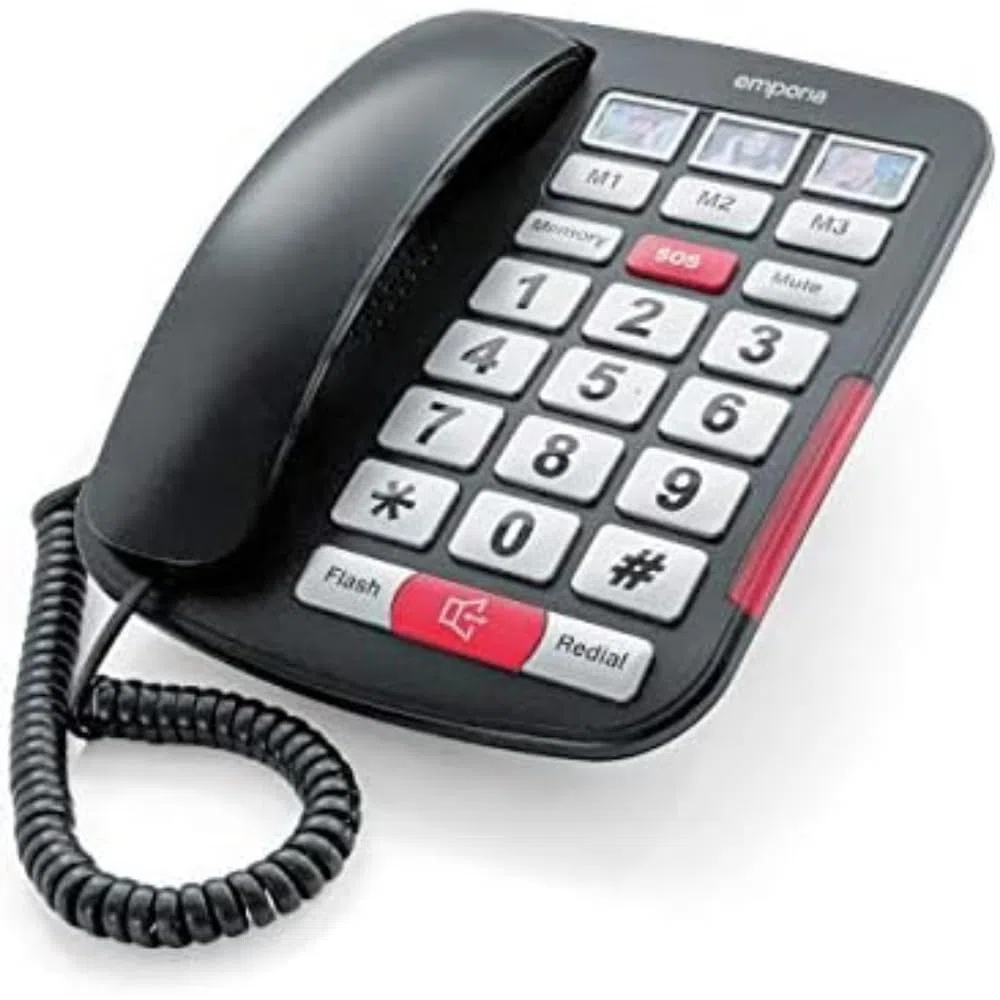 Emporia AMPLi40 Telefon, mit gro? en Tasten, verst??rkt, Schwarz / silberfarben