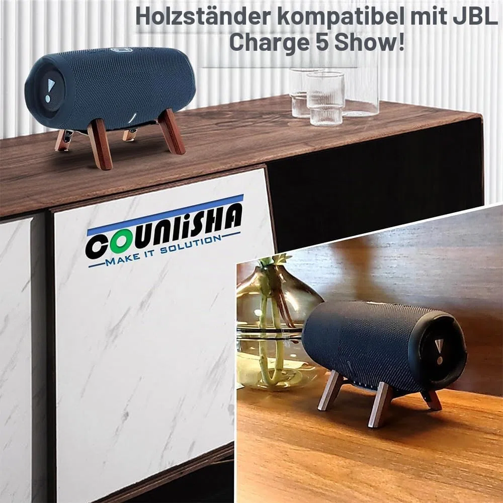 Ständer Echtholz Kompatibel mit JBL Charge 5 6 Tragbarer Lautsprecher Stativ, Stabiler Ständer Aus robustem Holz Verwendet Für Charge 4 3 Flip 6 5 4 (Walnuss)