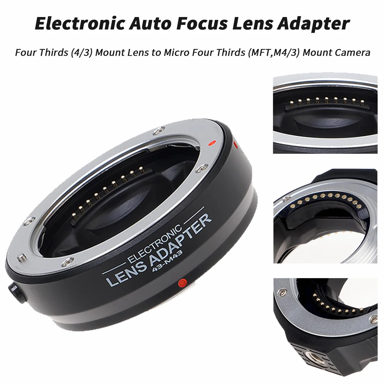 Hersmay Pro Autofokus 4/3-M4/3 Objektiv Adapter für 4/3 43 Objektiv auf M4/3 MFT Mount Kamera für Olympus E-M5 E-M10 III für PANAS0NIC G9 II G95 G10 G100V G100K GX1 GX7 GX9 GH6 BMPCC MMF3 MMF2
